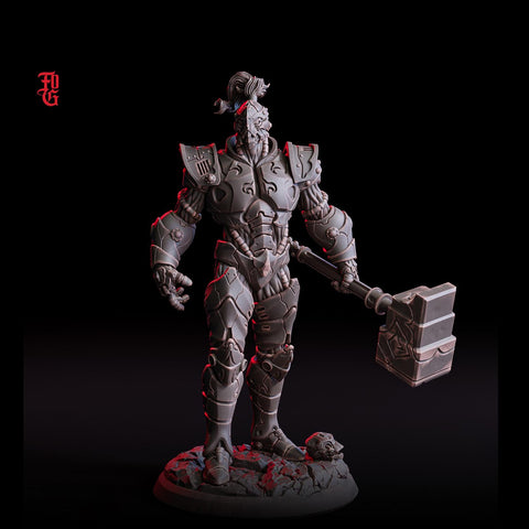 Warforged Paladin, Fighter, Battle Hammer Miniature | 28mm,32mm,54mm,75mm,100mm Scale | Dungeons and Dragons D&D Pathfinder |Flesh of Gods