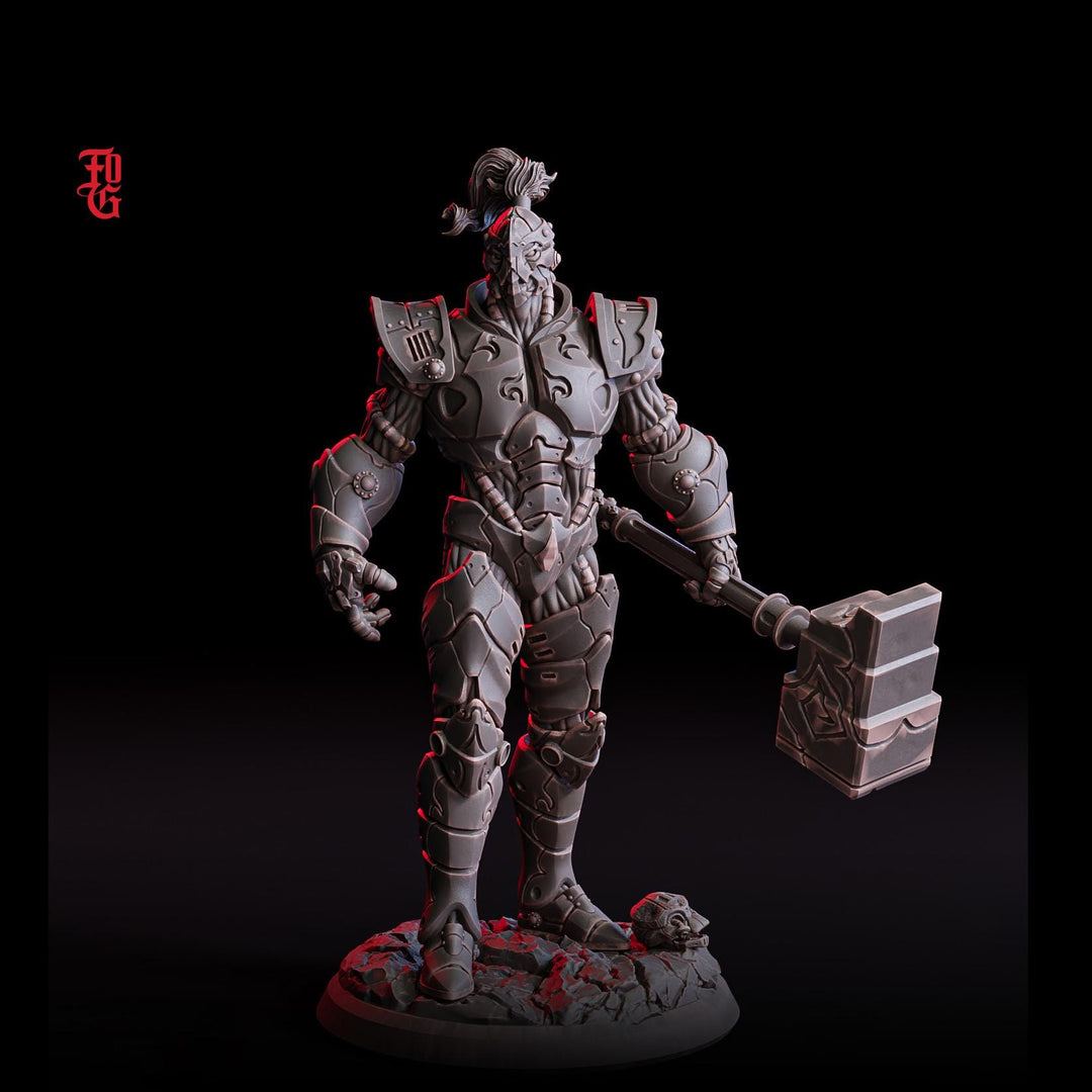Warforged Paladin, Fighter, Battle Hammer Miniature | 28mm,32mm,54mm,75mm,100mm Scale | Dungeons and Dragons D&D Pathfinder |Flesh of Gods