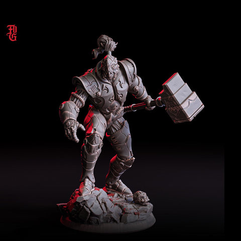 Warforged Paladin, Fighter, Battle Hammer Miniature | 28mm,32mm,54mm,75mm,100mm Scale | Dungeons and Dragons D&D Pathfinder |Flesh of Gods