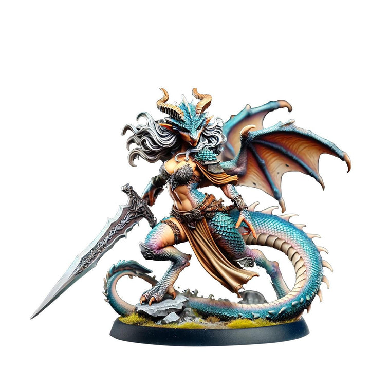 Female Dragonborn Fighter, Barbarian, Ranger, PC NPC Miniature | NSFW Topless &amp; Nude versions | 28mm, 32mm,54mm, 75mm, 100mm Scales |DnD 5e
