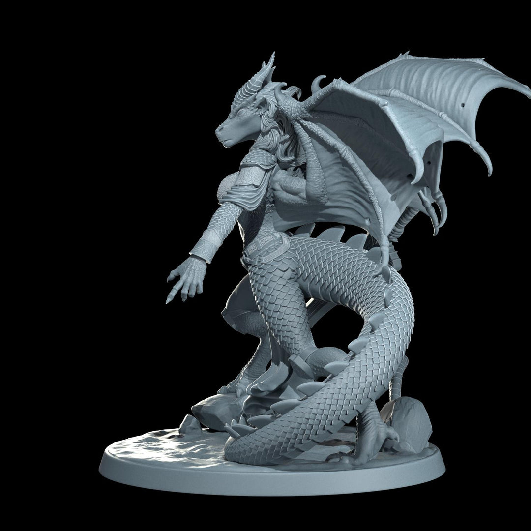 Female Dragonborn Fighter, Barbarian, Ranger, PC NPC Miniature | NSFW Topless &amp; Nude versions | 28mm, 32mm,54mm, 75mm, 100mm Scales |DnD 5e