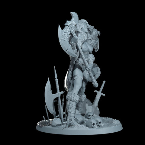 Female Human Barbarian, Fighter, Ranger, PC NPC Miniature | NSFW Topless & Nude versions | 28mm, 32mm,54mm, 75mm, 100mm Scales |DnD 5e