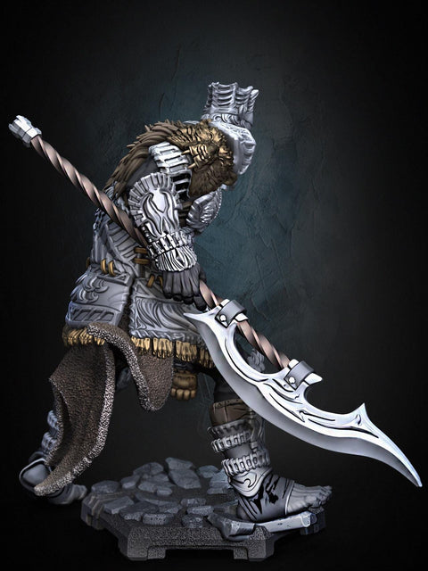 Fighter Polearm Master PC NPC |Unpainted Miniature| 28mm,32mm,54mm,75mm,100mm Scales | Pathfinder Figure | DnD | Figurine unpainted |