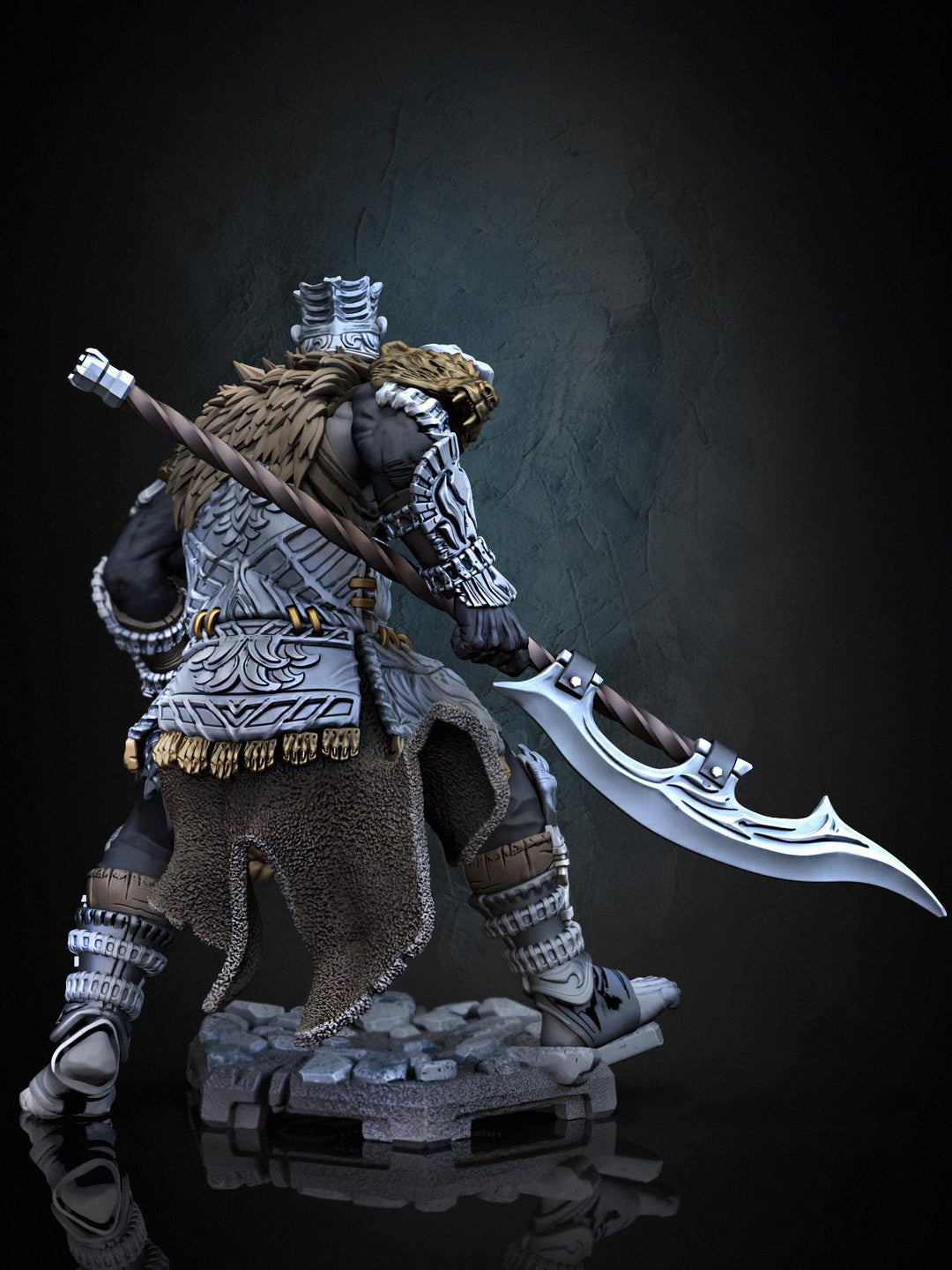 Fighter Polearm Master PC NPC |Unpainted Miniature| 28mm,32mm,54mm,75mm,100mm Scales | Pathfinder Figure | DnD | Figurine unpainted |