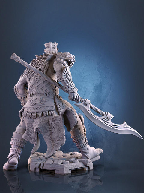Fighter Polearm Master PC NPC |Unpainted Miniature| 28mm,32mm,54mm,75mm,100mm Scales | Pathfinder Figure | DnD | Figurine unpainted |