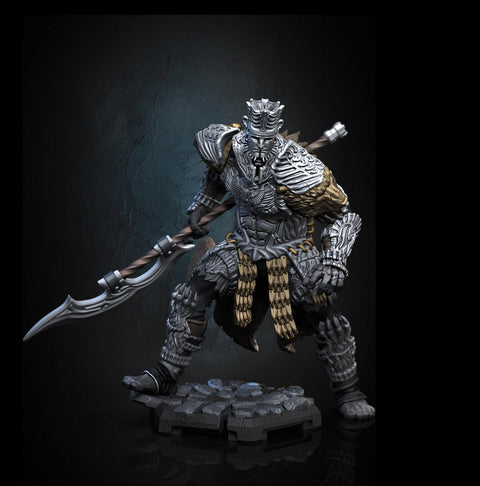 Fighter Polearm Master PC NPC |Unpainted Miniature| 28mm,32mm,54mm,75mm,100mm Scales | Pathfinder Figure | DnD | Figurine unpainted |