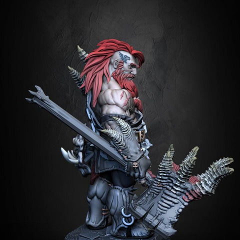 Dwarf Barbarian Fighter Demon Hunter |Unpainted Miniature| 28mm,32mm,54mm,75mm,100mm Scales | Pathfinder Figure | DnD | Figurine unpainted |