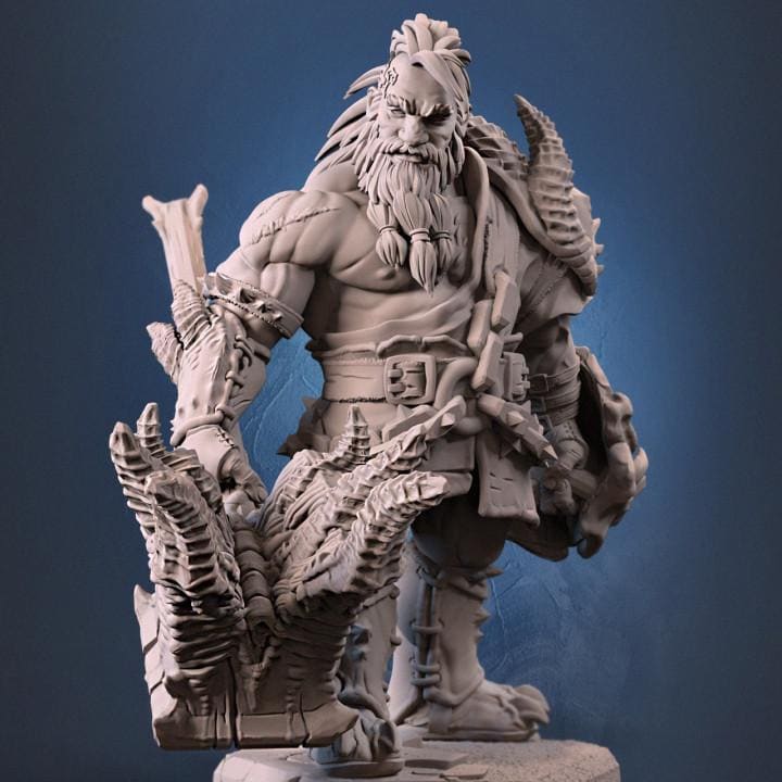 Dwarf Barbarian Fighter Demon Hunter |Unpainted Miniature| 28mm,32mm,54mm,75mm,100mm Scales | Pathfinder Figure | DnD | Figurine unpainted |