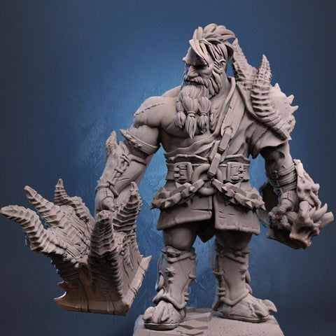 Dwarf Barbarian Fighter Demon Hunter |Unpainted Miniature| 28mm,32mm,54mm,75mm,100mm Scales | Pathfinder Figure | DnD | Figurine unpainted |
