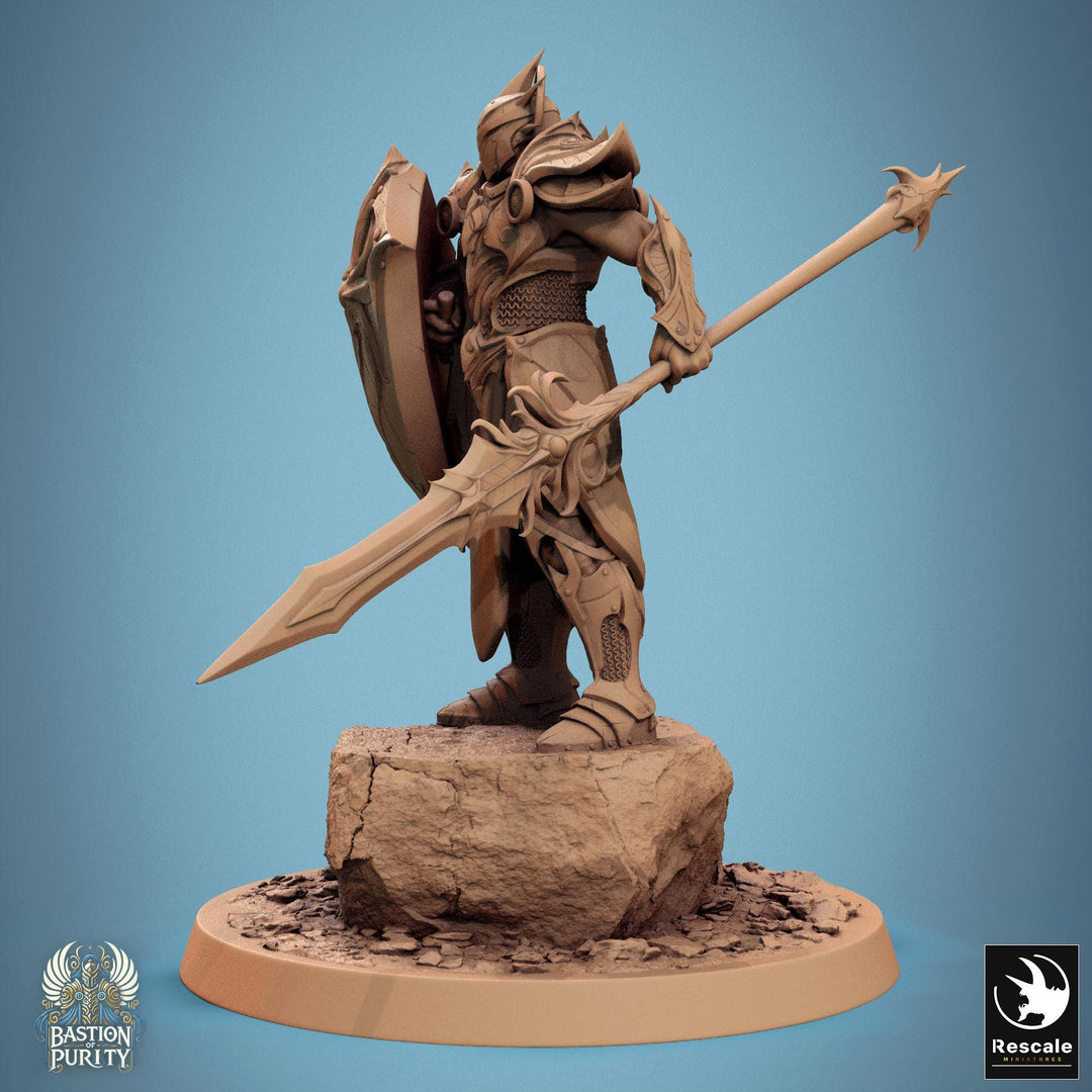 Human Paladin, Fighter Helm or No Helm, Sword n Spear PC / NPC, DnD 5e Unpainted Mini| 28mm, 32mm,54mm,75mm,100mm Scales |Dungeons &amp; Dragons