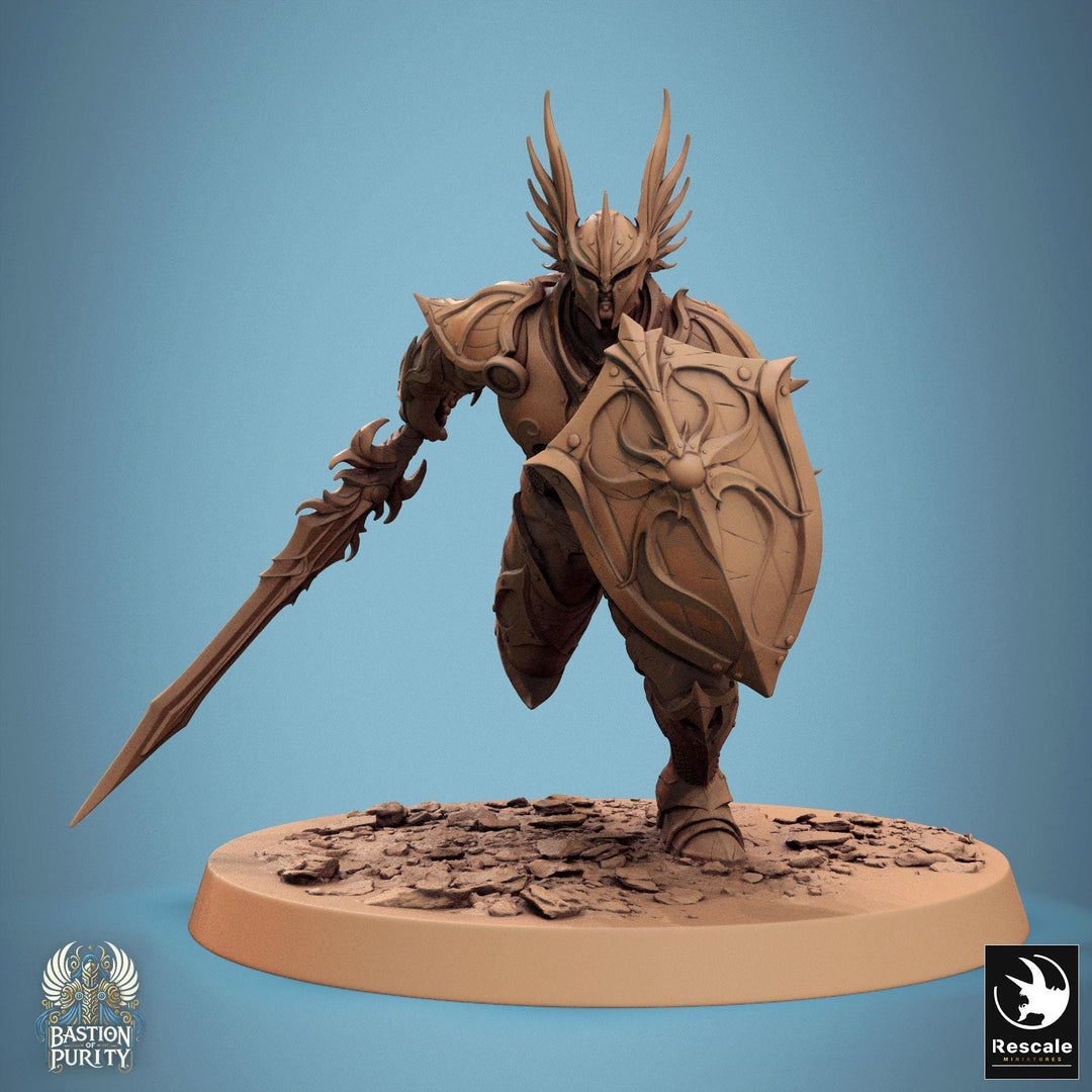 Human Paladin, Fighter Helm/ No Helm, Sword n Shield PC / NPC, DnD 5e Unpainted Mini| 28mm, 32mm,54mm,75mm,100mm Scales |Dungeons & Dragons