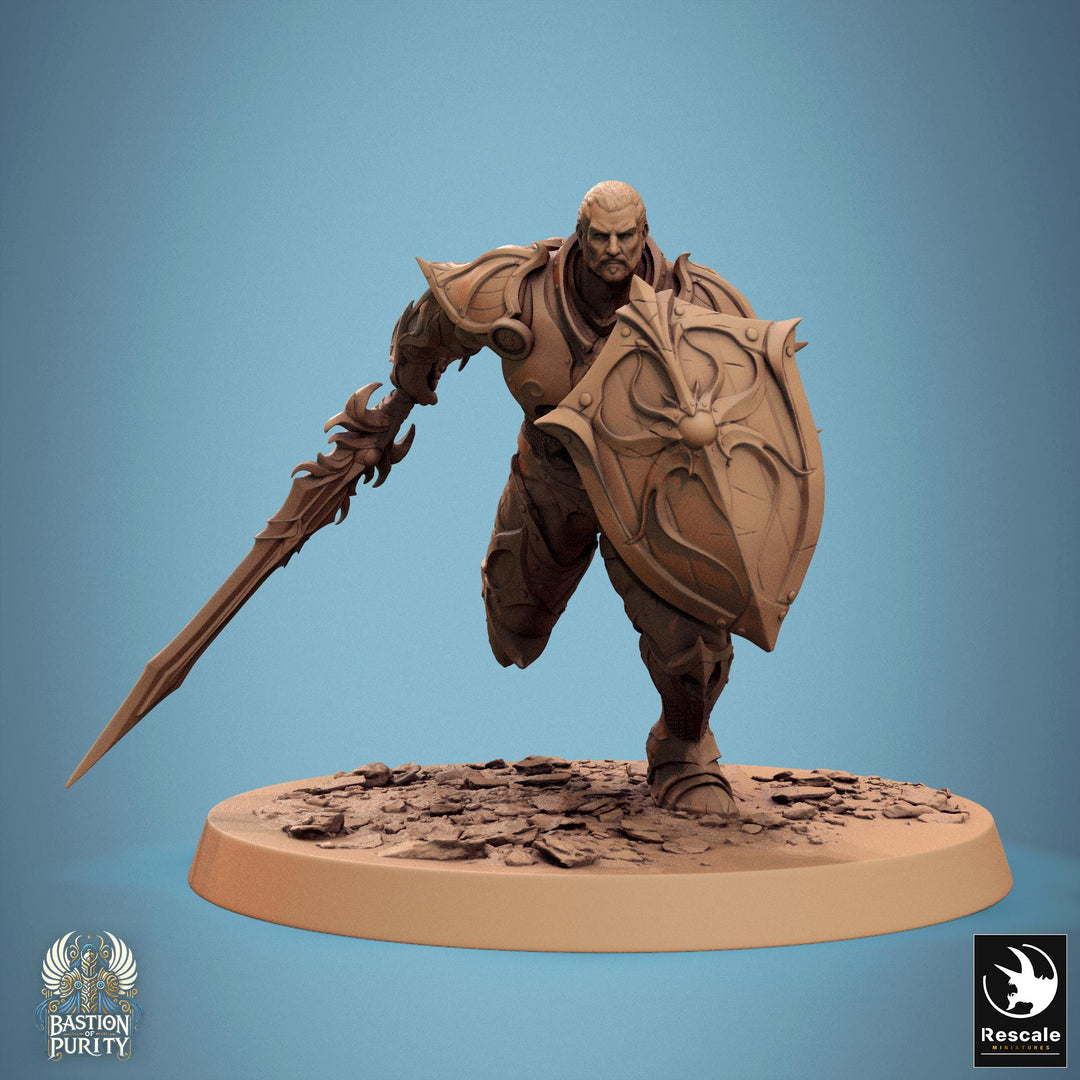 Human Paladin, Fighter Helm/ No Helm, Sword n Shield PC / NPC, DnD 5e Unpainted Mini| 28mm, 32mm,54mm,75mm,100mm Scales |Dungeons &amp; Dragons