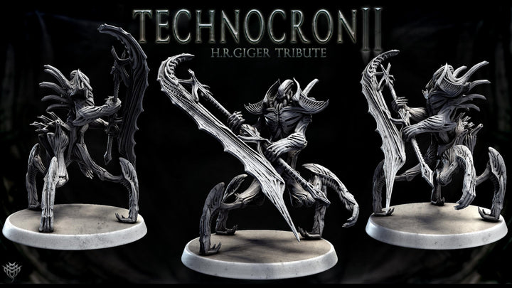 Sci-Fi Miniature Robot Enfield Dragoon, H.R Giger Style | Base Diameter Sizes: 50mm, 65mm,80mm | Resin Mini | Mini Monster Mayhem