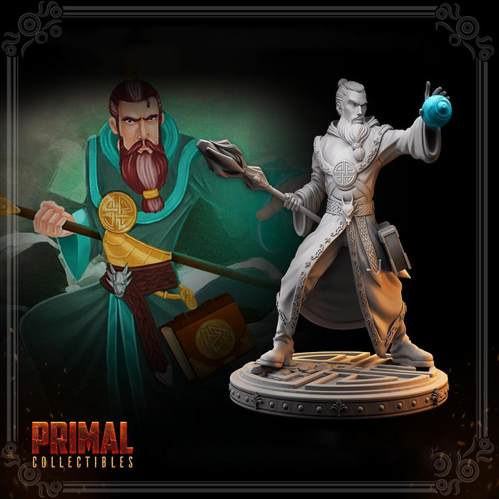 Human Male Wizard, Sorcerer, Warlock PC NPC Miniature | 28mm,32mm,54mm,75mm,100mm Scales | Dungeons and Dragons | Pathfinder | Battle Wizard