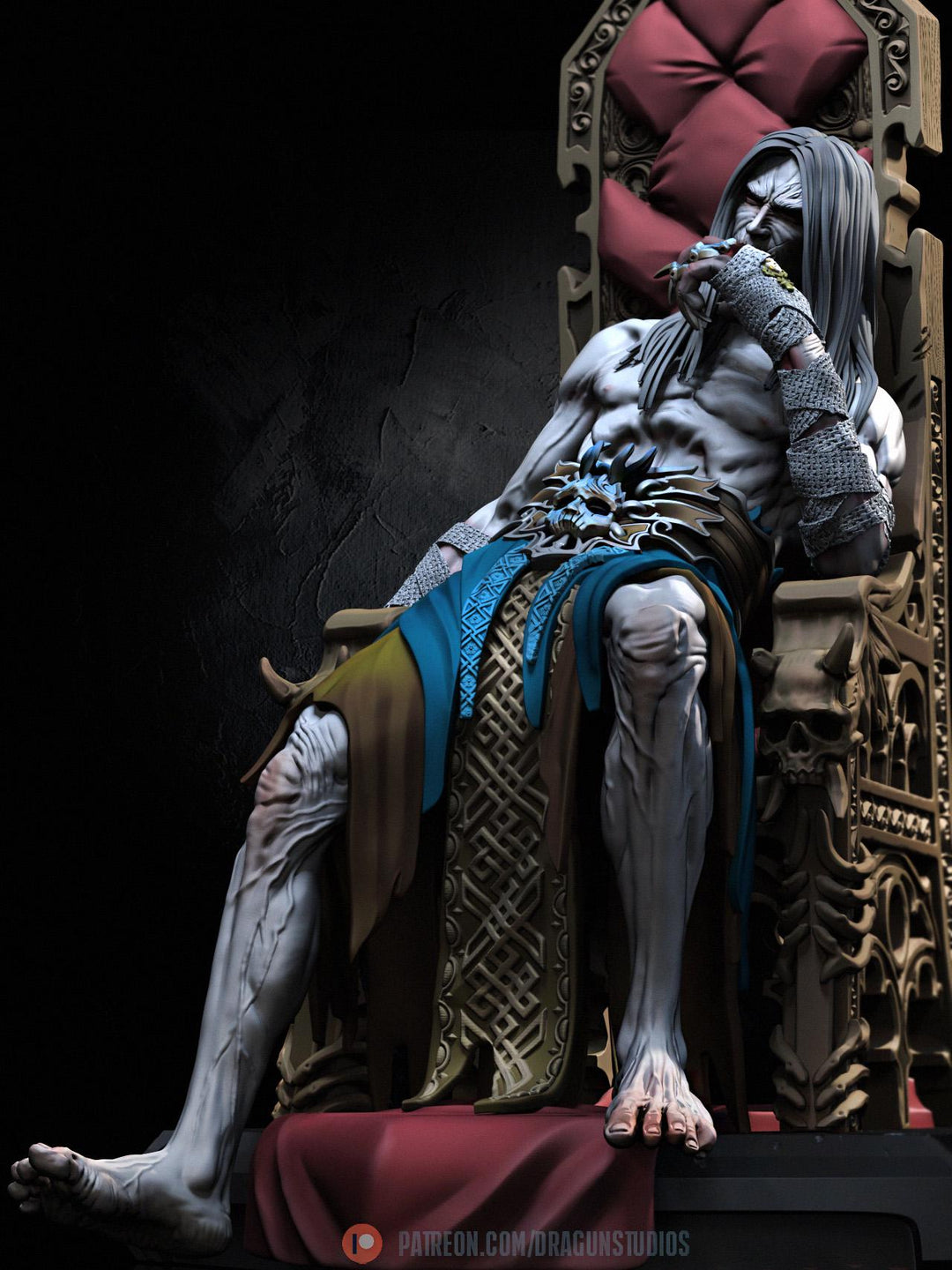 Vampire Lord Strahd on throne D&amp;D 5e Unpainted Miniature| 28mm,32mm,54mm,75mm,100mm Scales | Pathfinder Figure | RPG | Figurine unpainted |