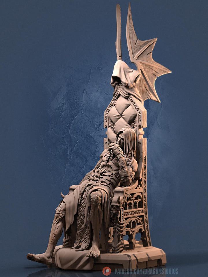 Vampire Lord Strahd on throne D&amp;D 5e Unpainted Miniature| 28mm,32mm,54mm,75mm,100mm Scales | Pathfinder Figure | RPG | Figurine unpainted |