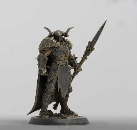 Oathbreaker Paladin, Fighter,Soldier Polemaster Spear, DnD Unpainted Miniature| 28mm, 32mm,54mm,75mm,100mm Scales | Dungeons & Dragons