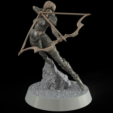 Female Sexy Human Fighter Ranger Sharpshooter, Unpainted | 28mm,32mm,54mm,75mm,100mm Scale | Resin Dungeons and Dragons D&D 5e | Pathfinder