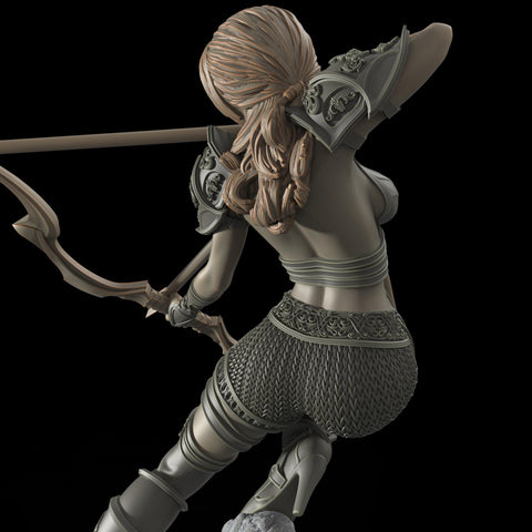 Female Sexy Human Fighter Ranger Sharpshooter, Unpainted | 28mm,32mm,54mm,75mm,100mm Scale | Resin Dungeons and Dragons D&D 5e | Pathfinder