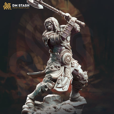 Goliath Human Barbarian Fighter Miniature | 28mm,32mm,54mm,75mm,100mm Scales | Dungeons and Dragons Pathfinder | DM Stash