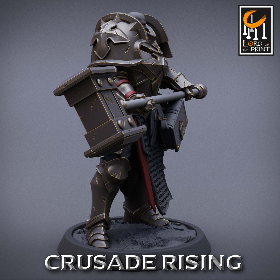 Paladin Knight Hammer Templar Unpainted Miniature | 28mm, 32mm,54mm,75mm, 100mm Scales | Dungeons and Dragons |Pathfinder |Lord of The Print