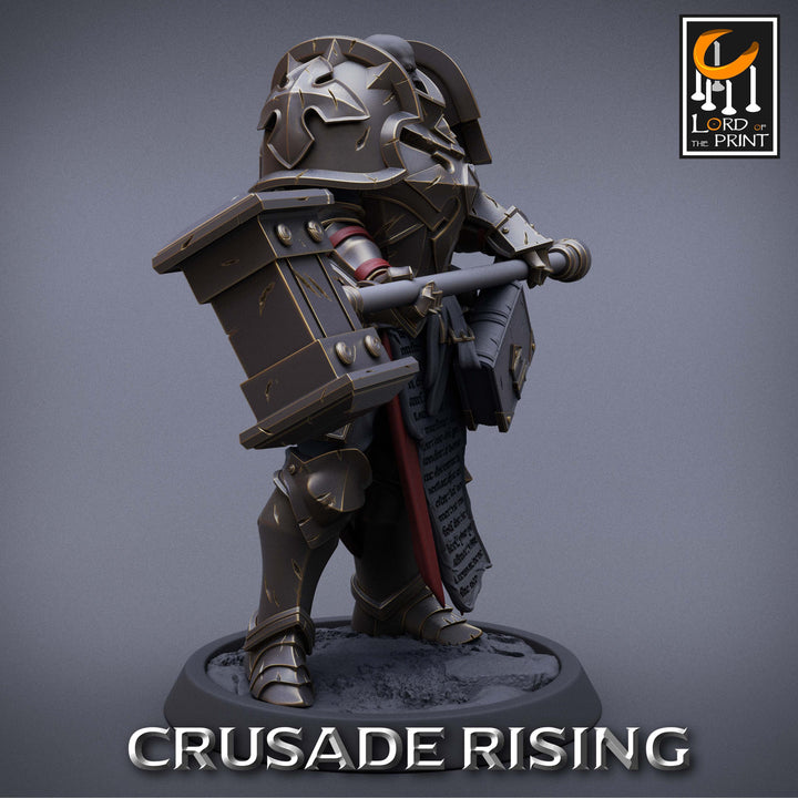 Paladin Knight Hammer Templar Unpainted Miniature | 28mm, 32mm,54mm,75mm, 100mm Scales | Dungeons and Dragons |Pathfinder |Lord of The Print