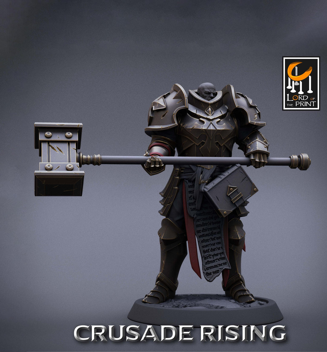 Paladin Knight Hammer Templar Unpainted Miniature | 28mm, 32mm,54mm,75mm, 100mm Scales | Dungeons and Dragons |Pathfinder |Lord of The Print