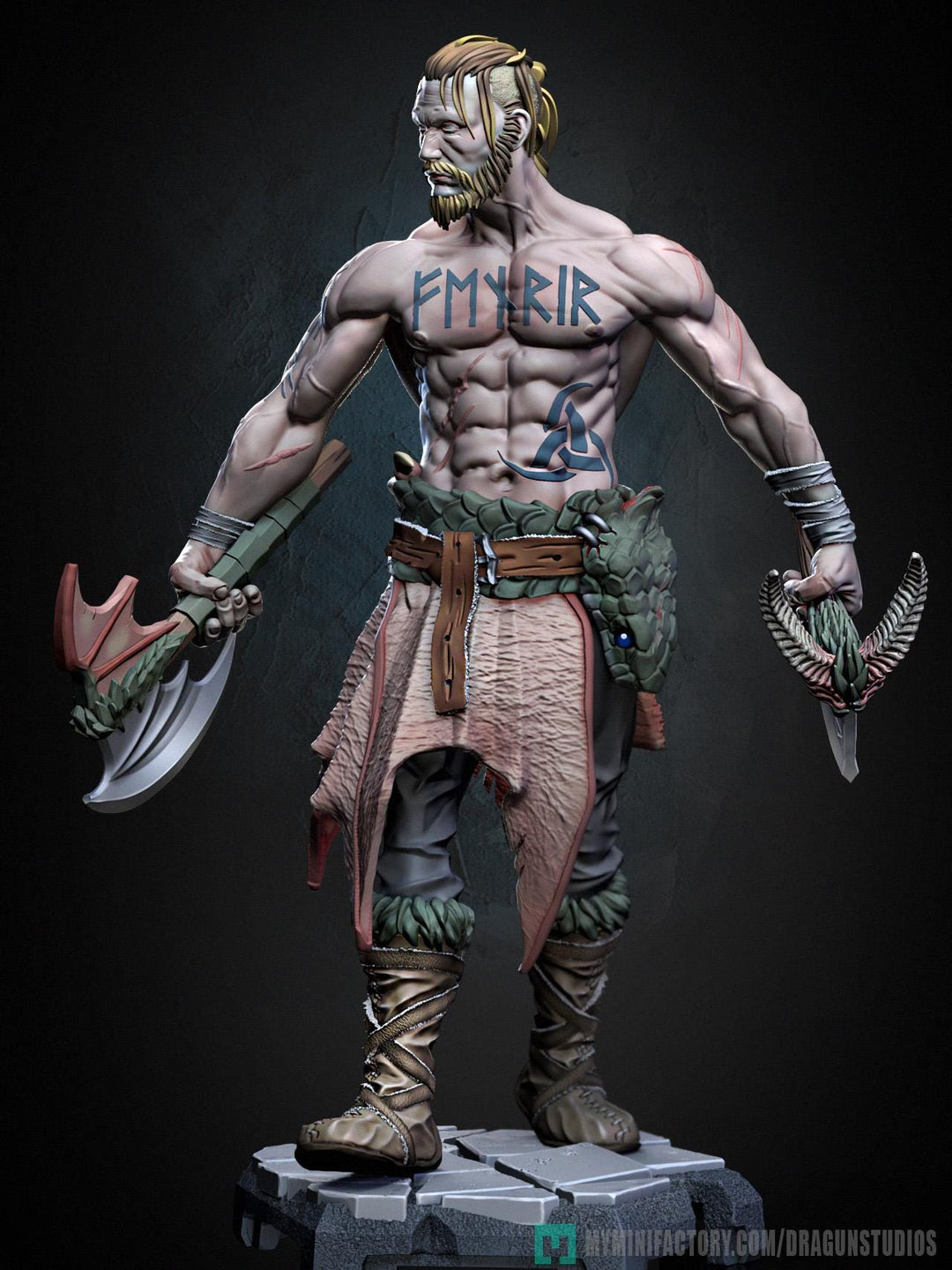 Human Barbarian Fighter Ranger Berserker PC NPC |Unpainted Miniature| 28mm,32mm,54mm,75mm,100mm Scales | Pathfinder Figure DnD | Figurine