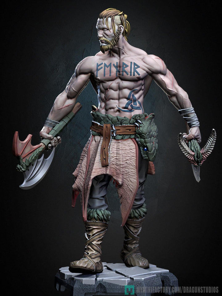 Human Barbarian Fighter Ranger Berserker PC NPC |Unpainted Miniature| 28mm,32mm,54mm,75mm,100mm Scales | Pathfinder Figure DnD | Figurine