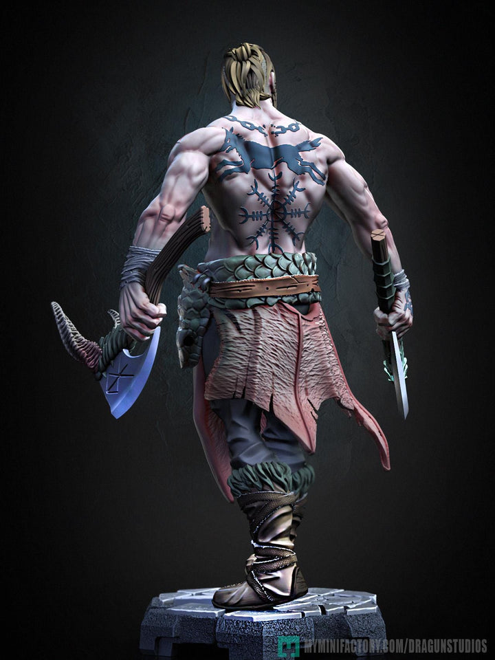 Human Barbarian Fighter Ranger Berserker PC NPC |Unpainted Miniature| 28mm,32mm,54mm,75mm,100mm Scales | Pathfinder Figure DnD | Figurine