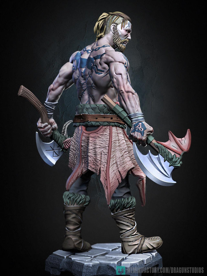 Human Barbarian Fighter Ranger Berserker PC NPC |Unpainted Miniature| 28mm,32mm,54mm,75mm,100mm Scales | Pathfinder Figure DnD | Figurine