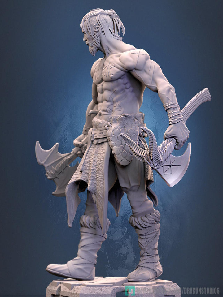 Human Barbarian Fighter Ranger Berserker PC NPC |Unpainted Miniature| 28mm,32mm,54mm,75mm,100mm Scales | Pathfinder Figure DnD | Figurine