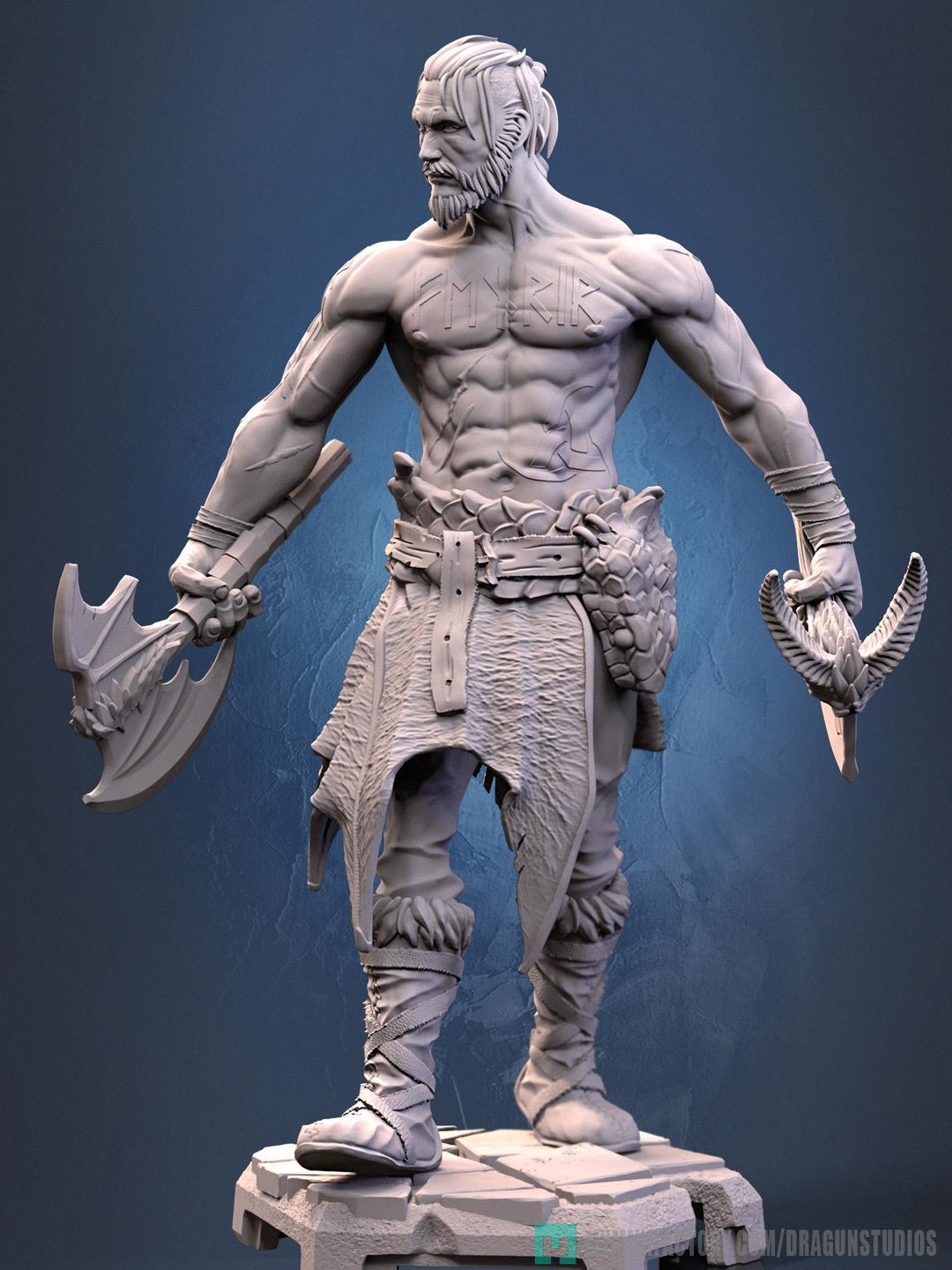 Human Barbarian Fighter Ranger Berserker PC NPC |Unpainted Miniature| 28mm,32mm,54mm,75mm,100mm Scales | Pathfinder Figure DnD | Figurine