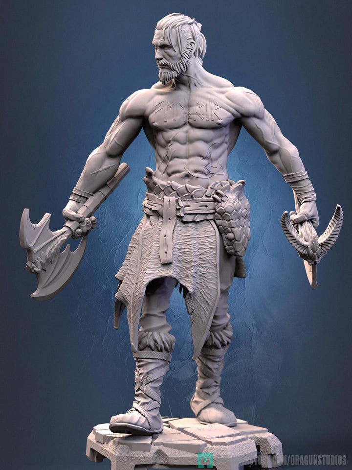 Human Barbarian Fighter Ranger Berserker PC NPC |Unpainted Miniature| 28mm,32mm,54mm,75mm,100mm Scales | Pathfinder Figure DnD | Figurine