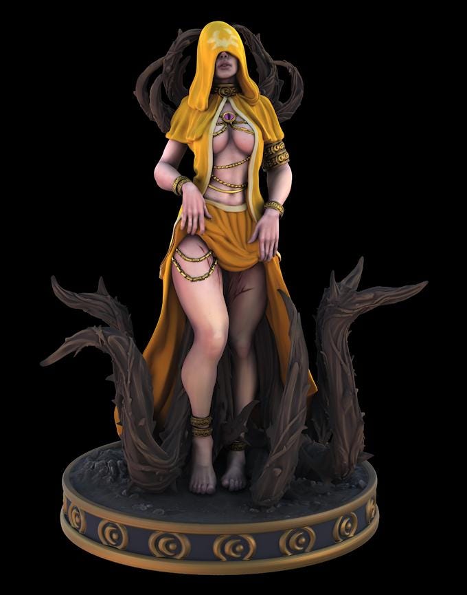 Female Cult Fanatic, Cleric, Warlock, Witch Miniature | 28mm, 32mm,54mm, 75mm, 100mm Scales | Pathfinder Figure | DnD | Figurine unpainted |