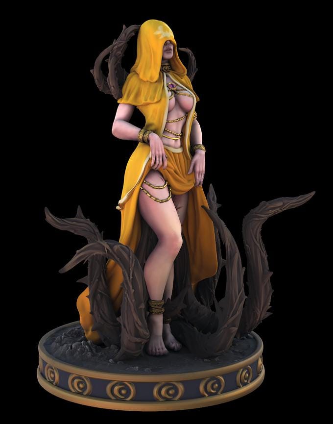 Female Cult Fanatic, Cleric, Warlock, Witch Miniature | 28mm, 32mm,54mm, 75mm, 100mm Scales | Pathfinder Figure | DnD | Figurine unpainted |