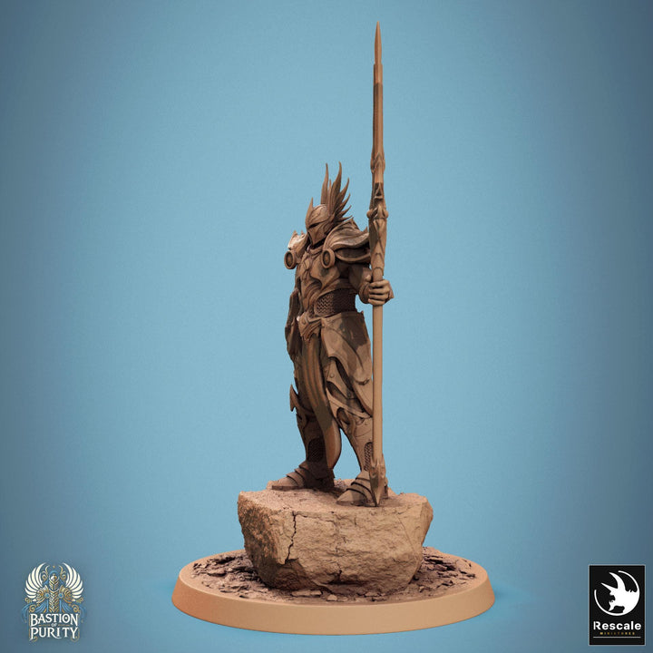 Human Paladin, Fighter Helm or No Helm, Polearm Spear PC / NPC, DnD 5e Unpainted Mini| 28mm, 32mm,54mm,75mm,100mm Scales |Dungeons &amp; Dragons