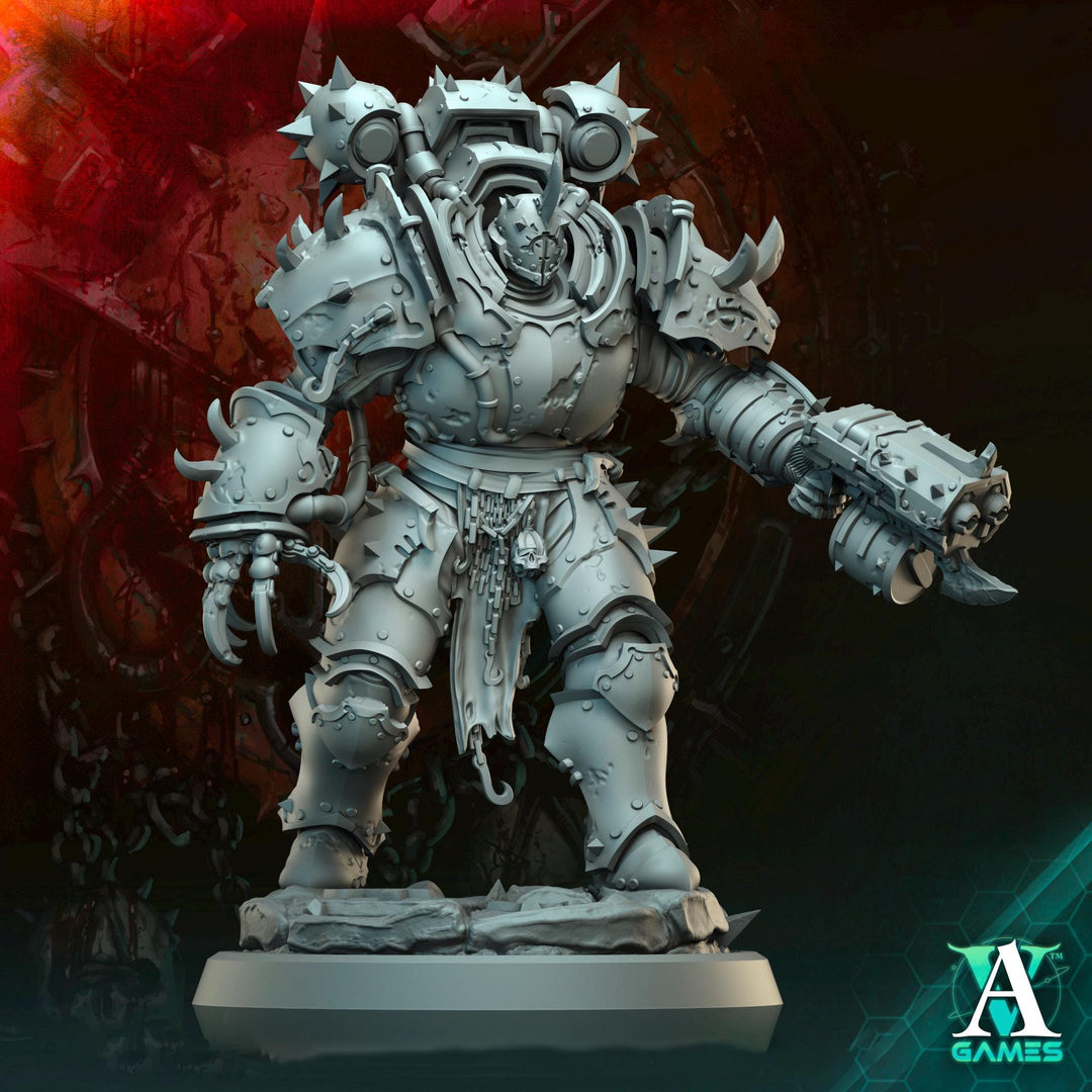 Sci-Fi Miniature Chaos Space Knight, Hellscape Praetorian | 28mm,32mm, 54mm, 75mm,100mm Scales | Resin Mini | Archvillain Games