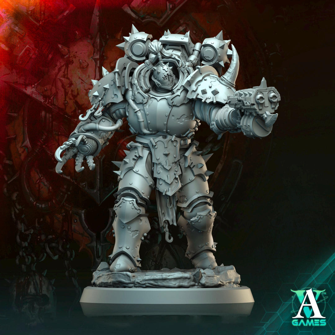 Sci-Fi Miniature Chaos Space Knight, Hellscape Praetorian | 28mm,32mm, 54mm, 75mm,100mm Scales | Resin Mini | Archvillain Games