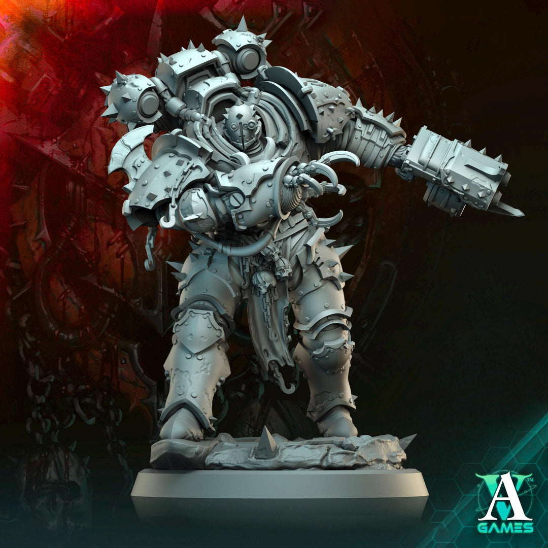 Sci-Fi Miniature Chaos Space Knight, Hellscape Praetorian | 28mm,32mm, 54mm, 75mm,100mm Scales | Resin Mini | Archvillain Games
