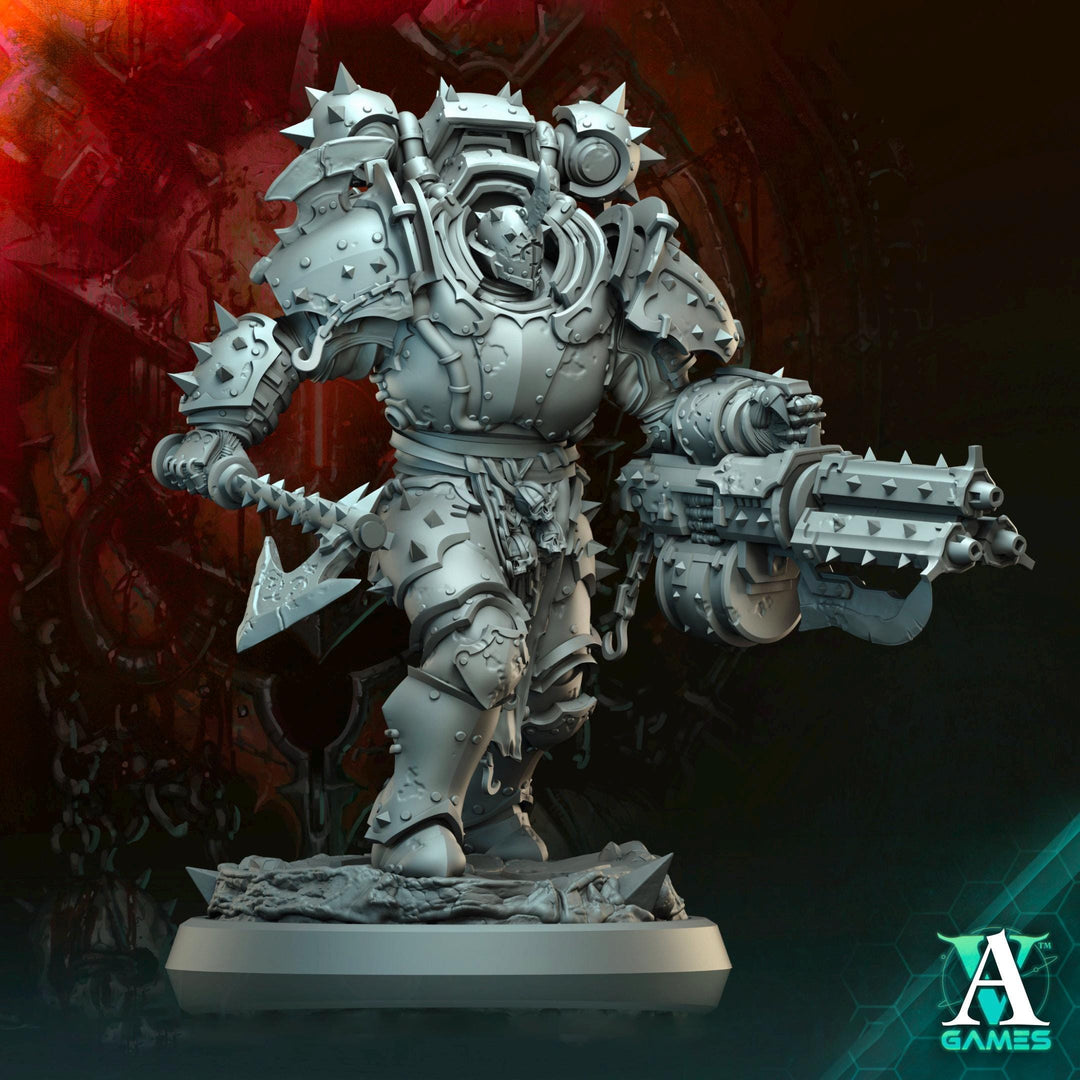 Sci-Fi Miniature Chaos Space Knight, Hellscape Praetorian | 28mm,32mm, 54mm, 75mm,100mm Scales | Resin Mini | Archvillain Games