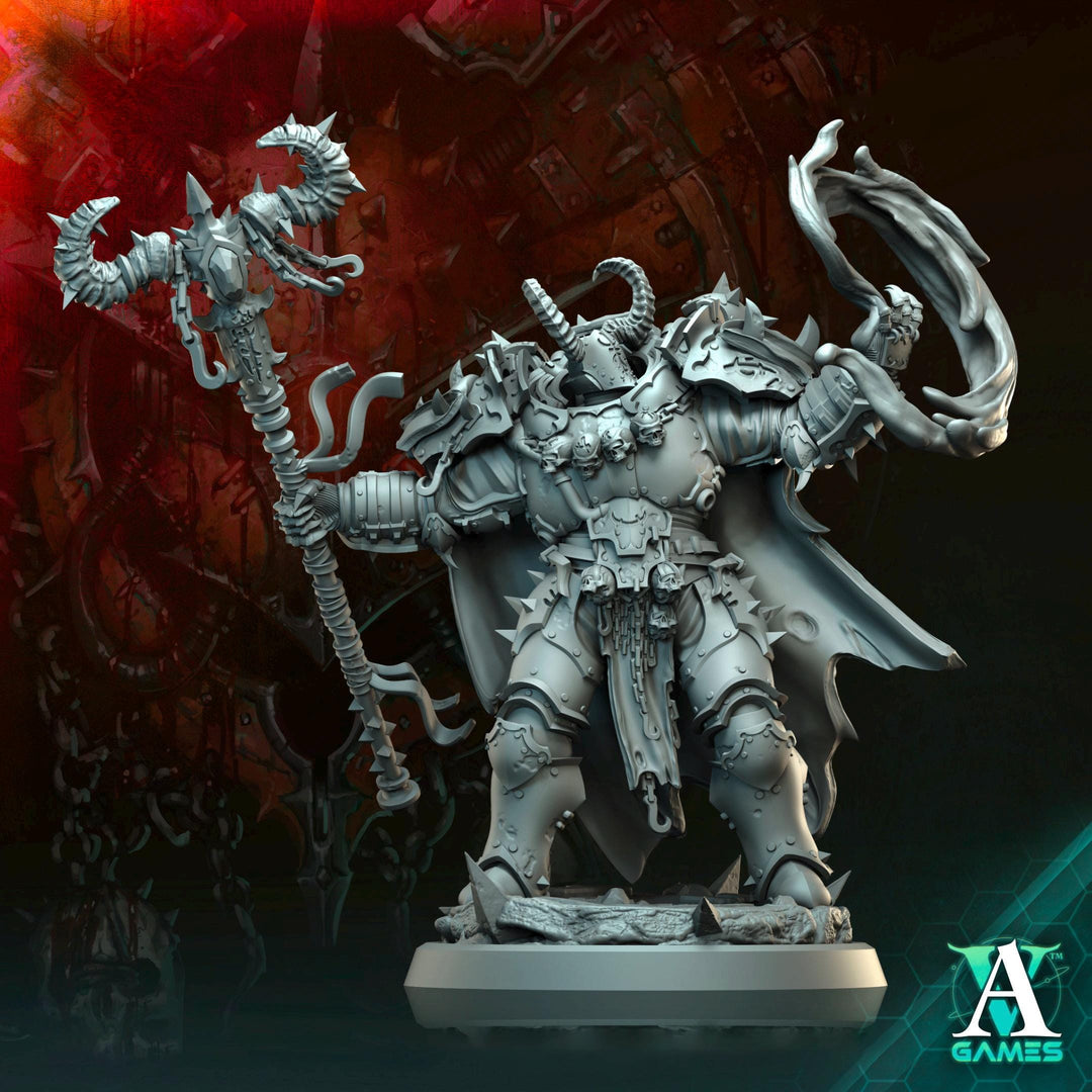 Sci-Fi Miniature Chaos Space Knight, Hellscape Praetorian | 28mm,32mm, 54mm, 75mm,100mm Scales | Resin Mini | Archvillain Games