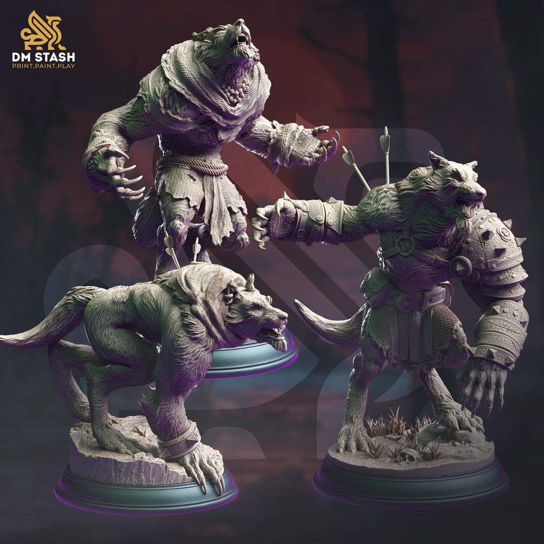 Werewolf Fighter (3 different Poses) | 28mm,32mm,54mm,75mm,100mm Scales | Resin Miniature Dungeons &amp; Dragons | mini for painting |Pathfinder