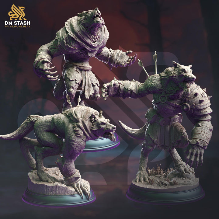 Werewolf Fighter (3 different Poses) | 28mm,32mm,54mm,75mm,100mm Scales | Resin Miniature Dungeons &amp; Dragons | mini for painting |Pathfinder