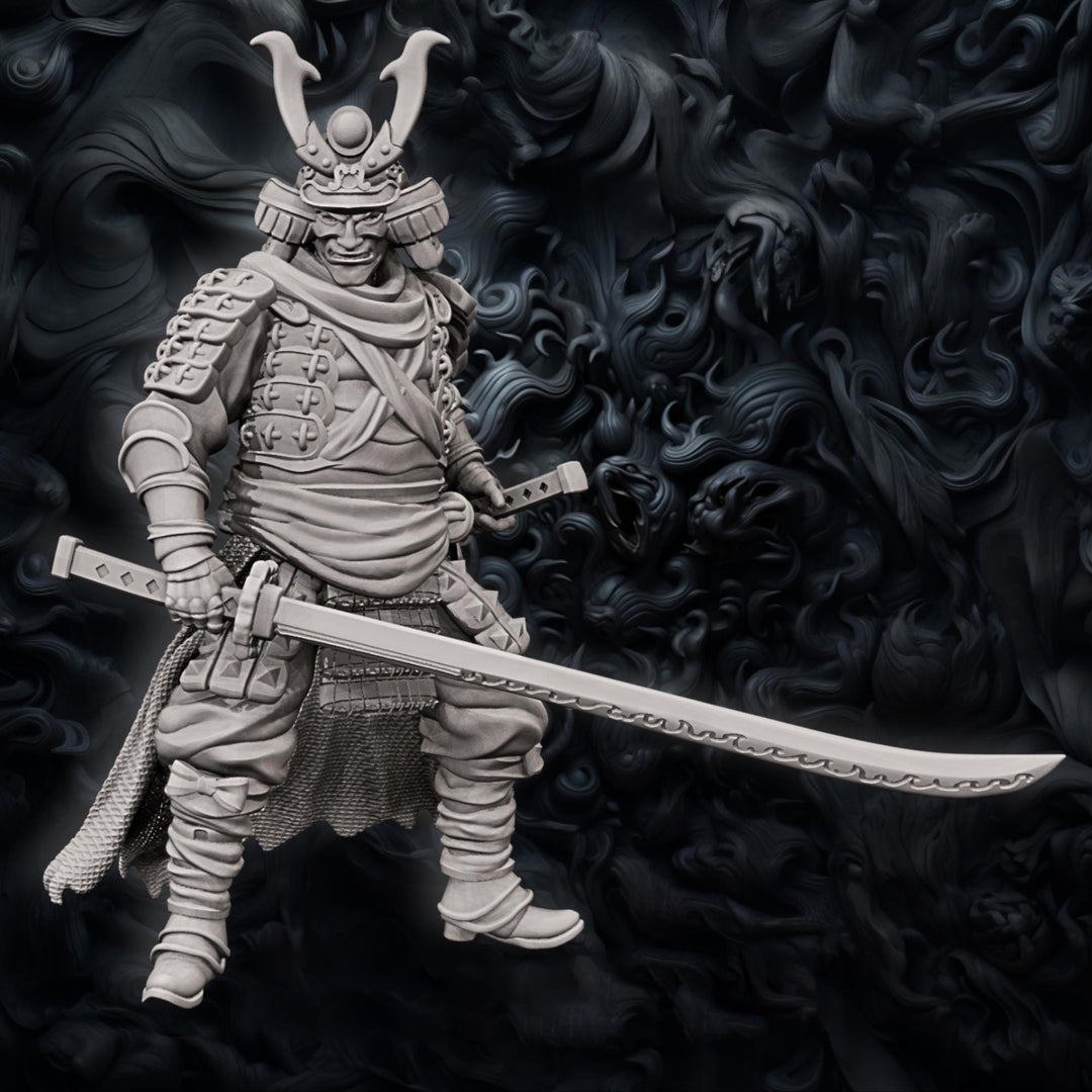Human Fighter Samurai Kensai Odachi Katana &amp; Armor | DnD Miniature 28mm,32mm,54mm,75mm,100mm Scale Pathfinder Figure/ DnD Figurine unpainted