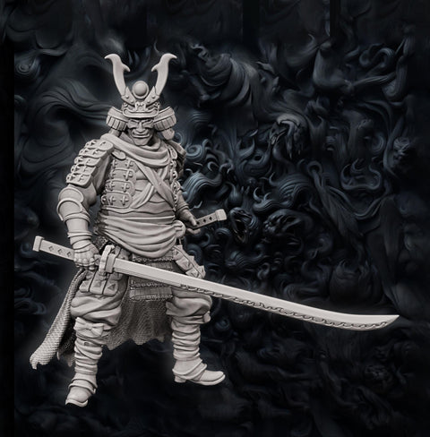 Human Fighter Samurai Kensai Odachi Katana & Armor | DnD Miniature 28mm,32mm,54mm,75mm,100mm Scale Pathfinder Figure/ DnD Figurine unpainted