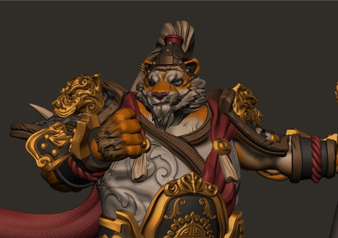 TigerFolk Fighter Polearm Battle Master, Paladin, Leonin, Tabaxi | 28mm,32mm,54mm,75mm,100mm Scales| Dungeons and Dragons D&D 5e Pathfinder