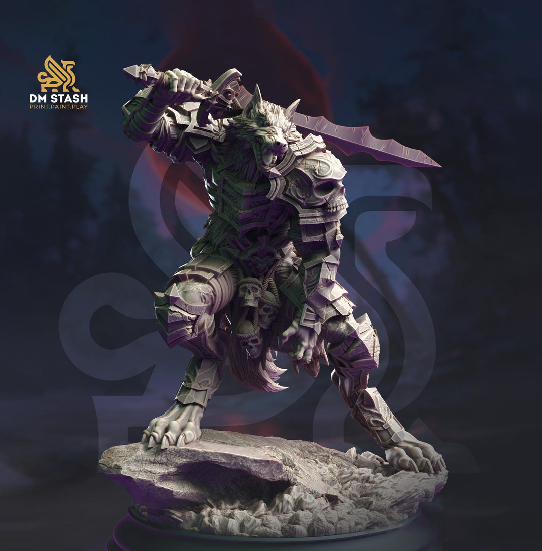 Werewolf Fighter, Wolf Folk, Wolfkind in Armor | 28mm,32mm,54mm,75mm,100mm Scales, | Dungeons and Dragons D&D 5e | Pathfinder| DM Stash