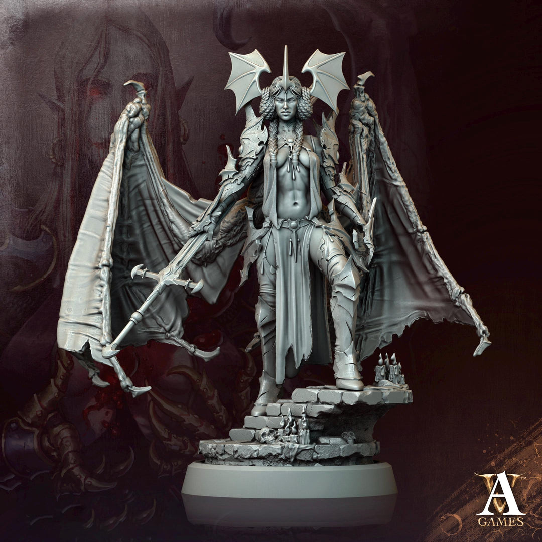 Succubus Demon, Female Winged Vampire Lord, Strahd Bride UNPAINTED | 28mm,32mm, 54mm,75mm,100mm | Dungeons & Dragons | Pathfinder |