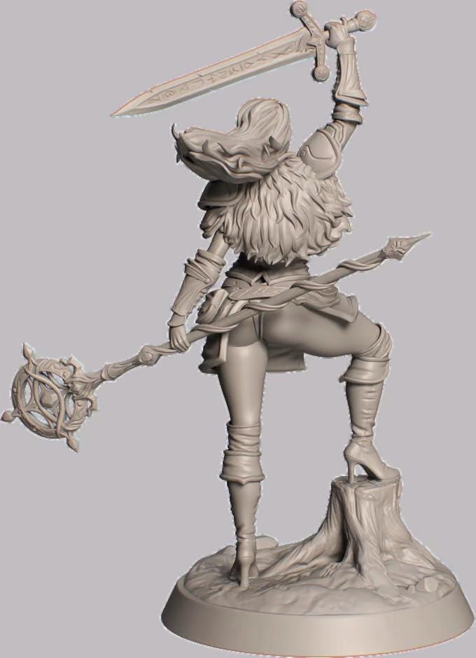 Female Human Sorlock, Sorcerer, Wizard, Hexblade Warlock Pinup PC NPC Unpainted Resin | 28mm, 32mm,54mm,75mm,100mm Scale |Dungeons &amp; Dragons